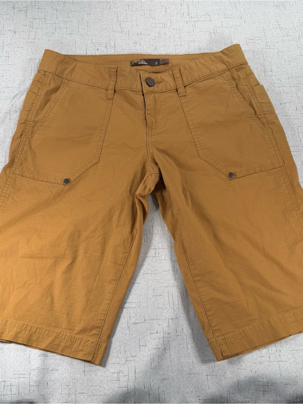 PrAna Women’s Casual Stretch Utility Shorts in Caramel Brown